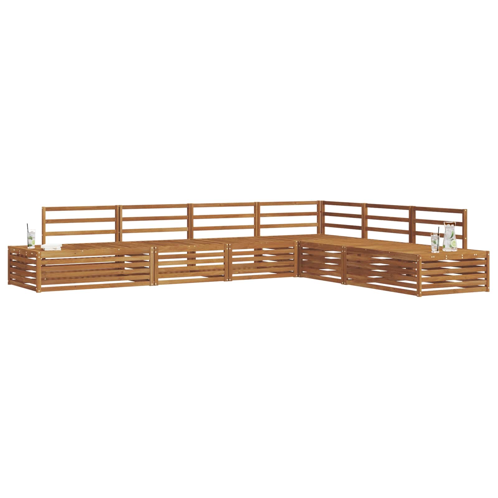 Buiten bankenset 6 Stuk Naturel Massief Acaciahout image 3