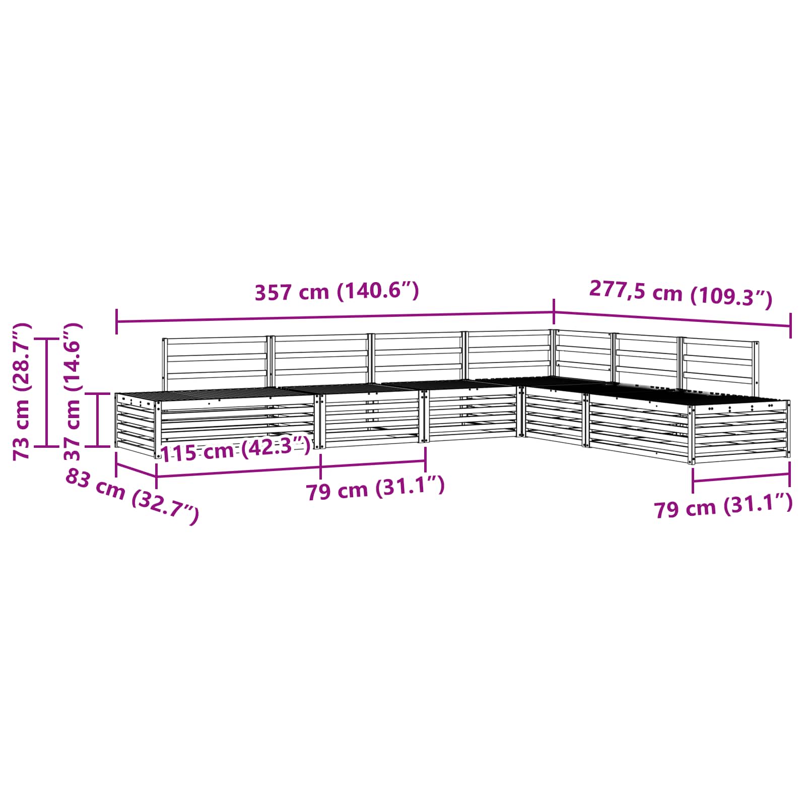 Buiten bankenset 6 Stuk Naturel Massief Acaciahout image 10