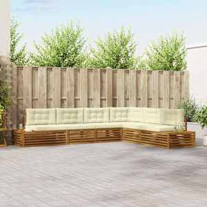 Zunanja garnitura za sedenje z blazino 6 Kos Naravna in smetana