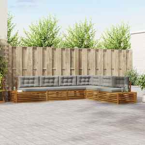 Zunanja garnitura za sedenje 6 Kos Naravna in svetlo siva