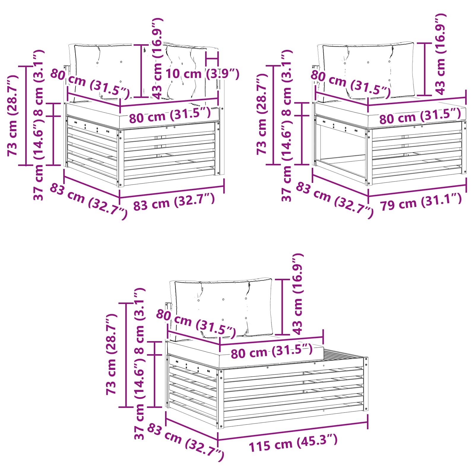Zunanja garnitura za sedenje 6 Kos Naravna in svetlo siva - slika 11