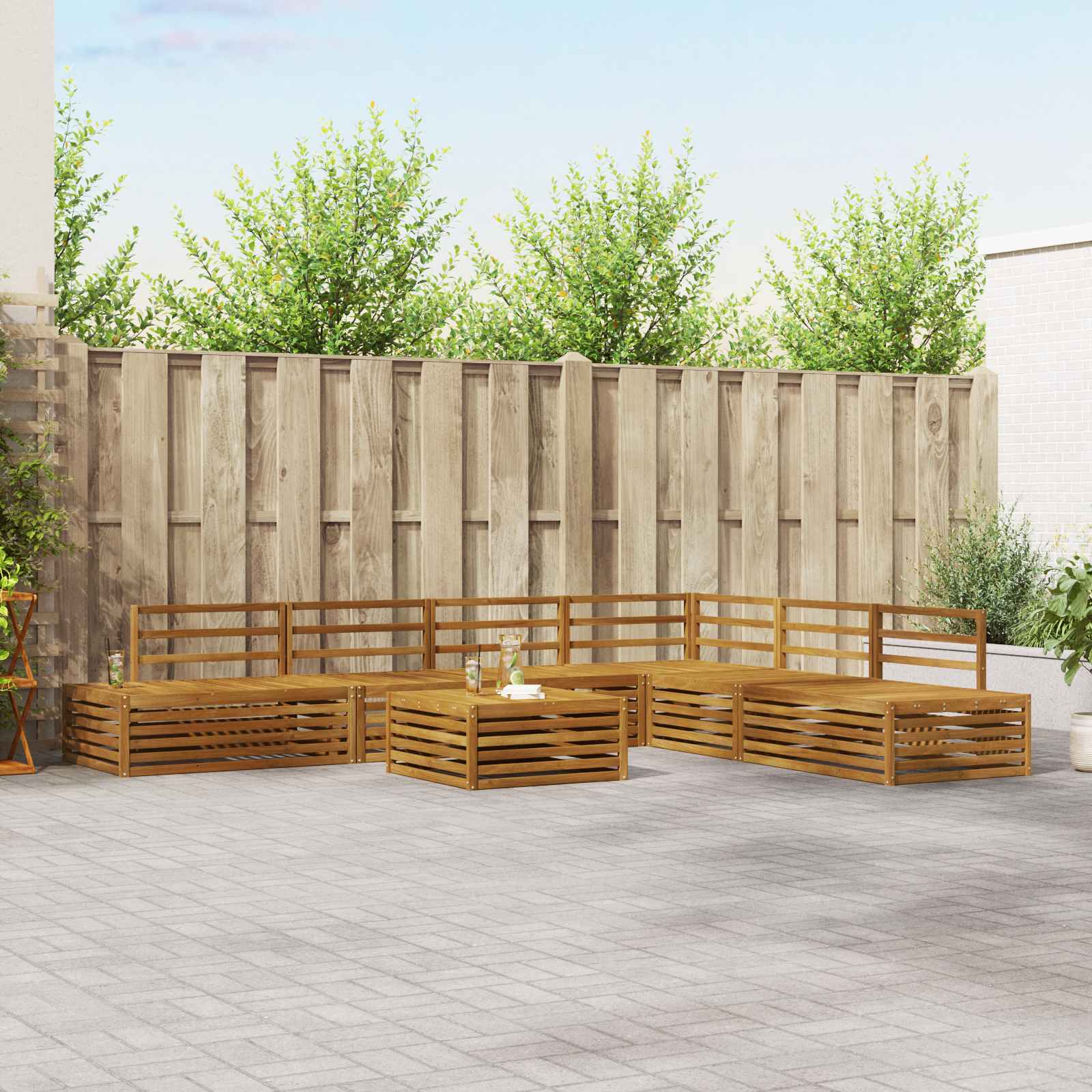 vidaXL Outdoor-Sofagarnitur 7 Stück Natur Massivholz Akazie