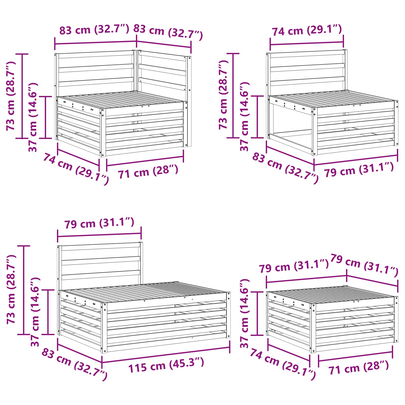 Buiten bankenset 7 Stuk Naturel Massief Acaciahout image 12