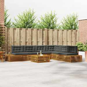 Zunanja garnitura za sedenje 7 Kos Naravna in antracitna