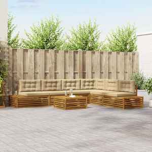 Zunanja garnitura za sedenje z blazino 7 Kos Naravna in bež