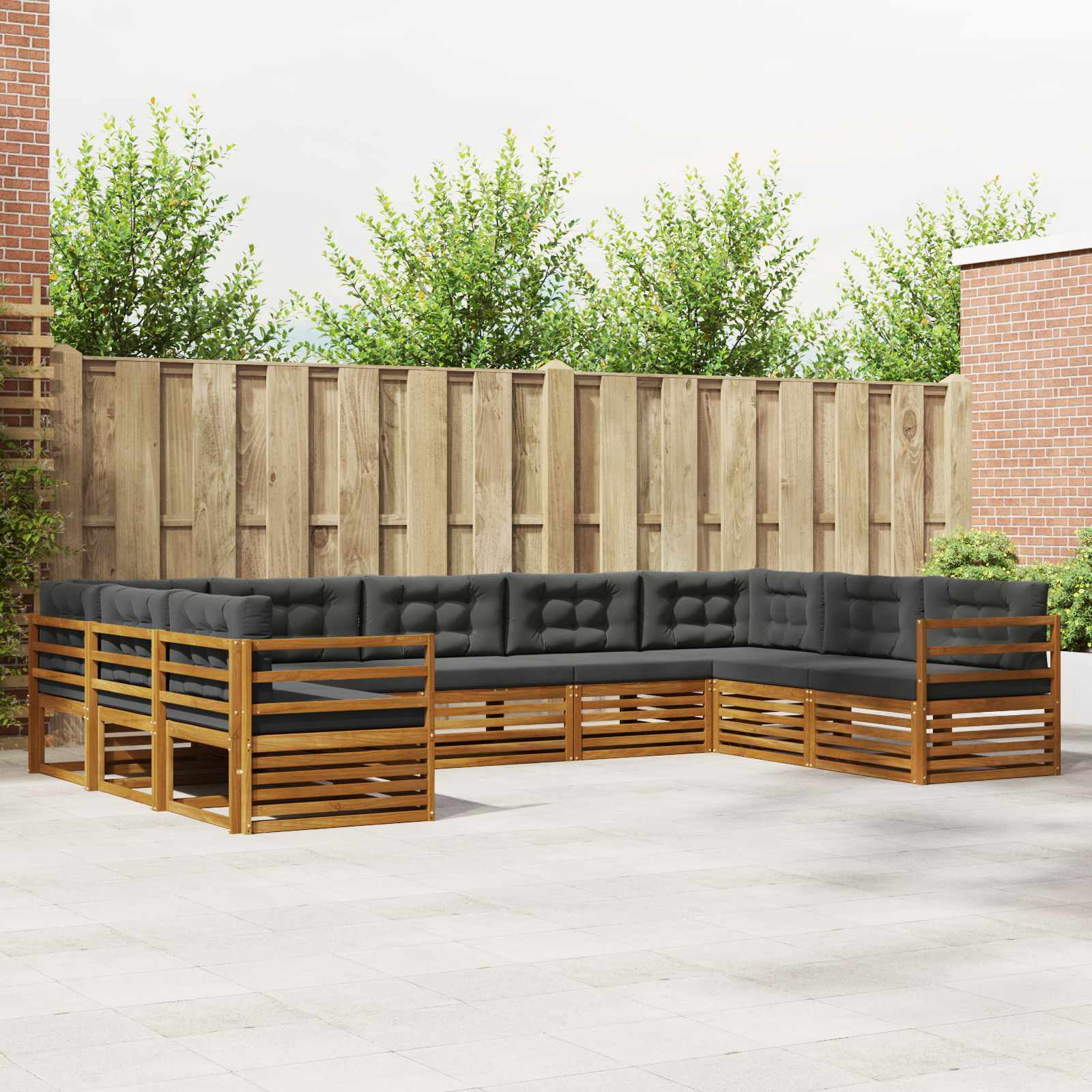 Sofa-Sets 9 pcs Natuurlijk en Antraciet Massief Acaciahout image 1