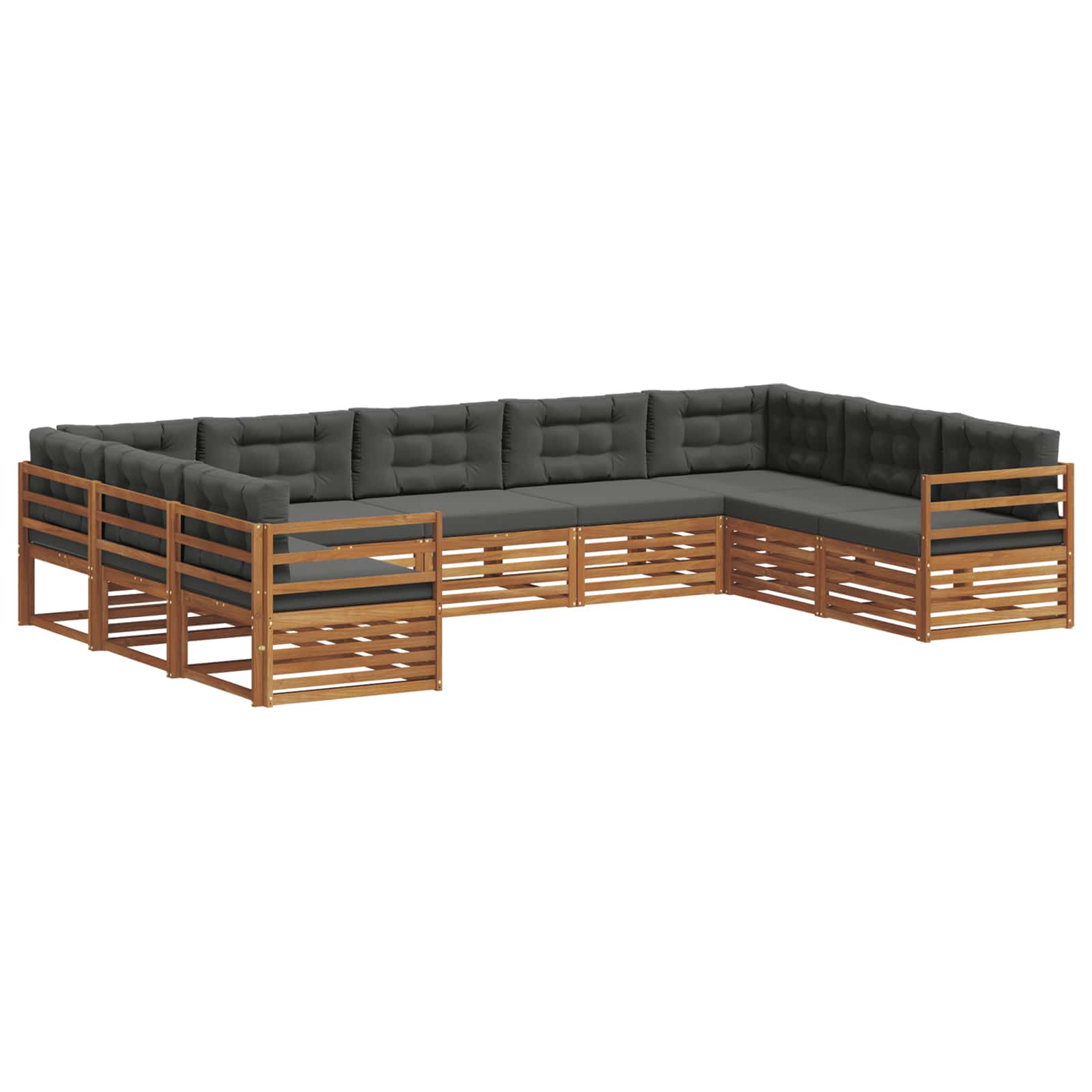 Sofa-Sets 9 pcs Natuurlijk en Antraciet Massief Acaciahout image 2