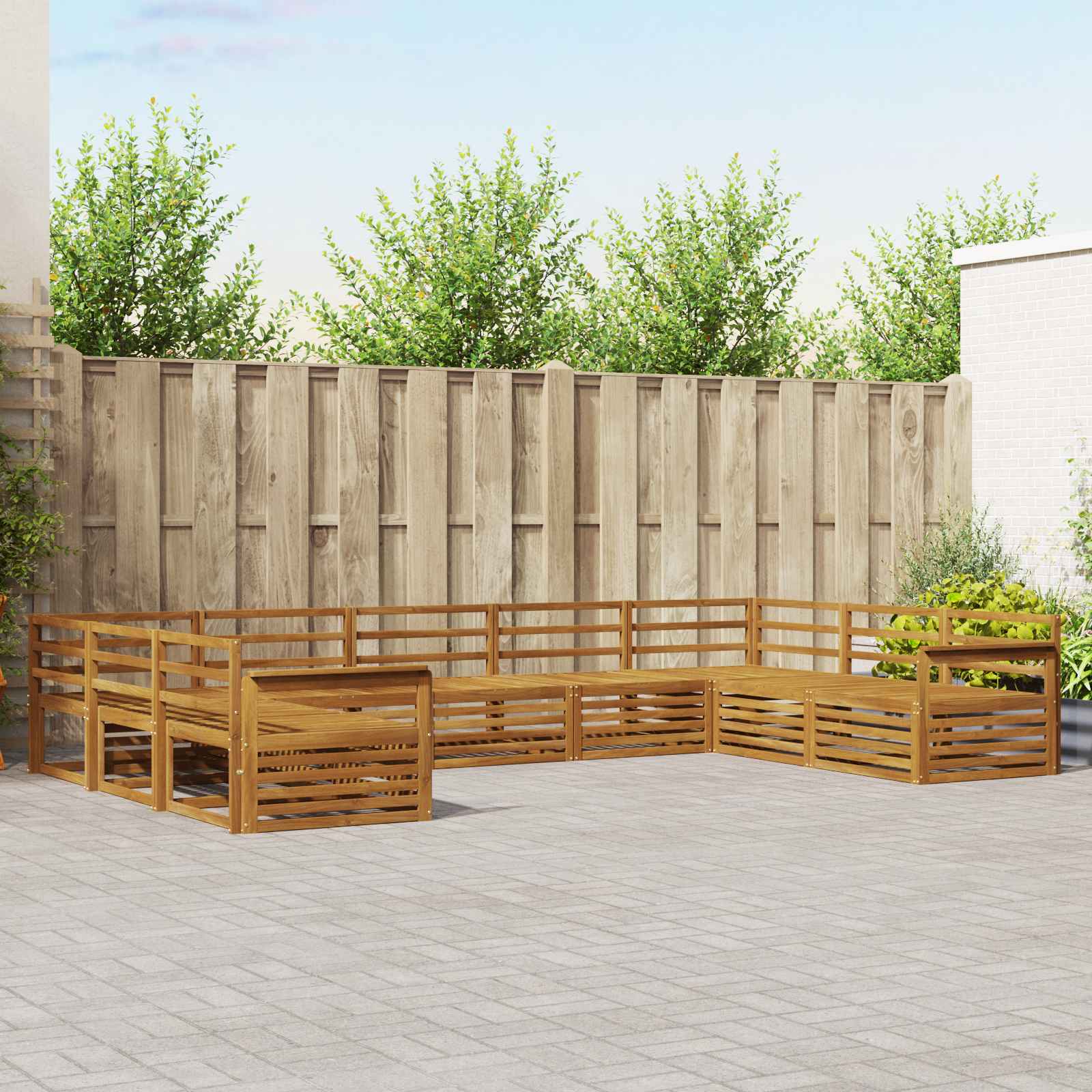 Sofa-Sets 9 pcs Naturel Massief Acaciahout image 1