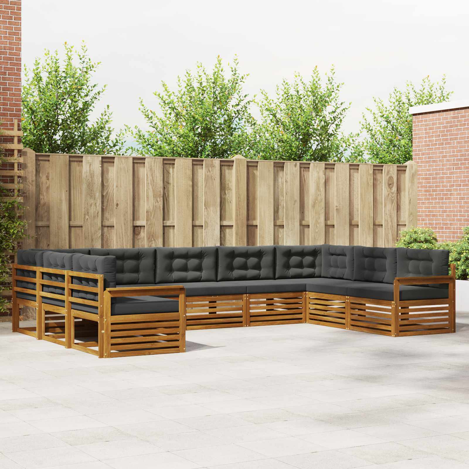 Sofa-Sets 9 pcs Natuurlijk en Antraciet Massief Acaciahout image 1