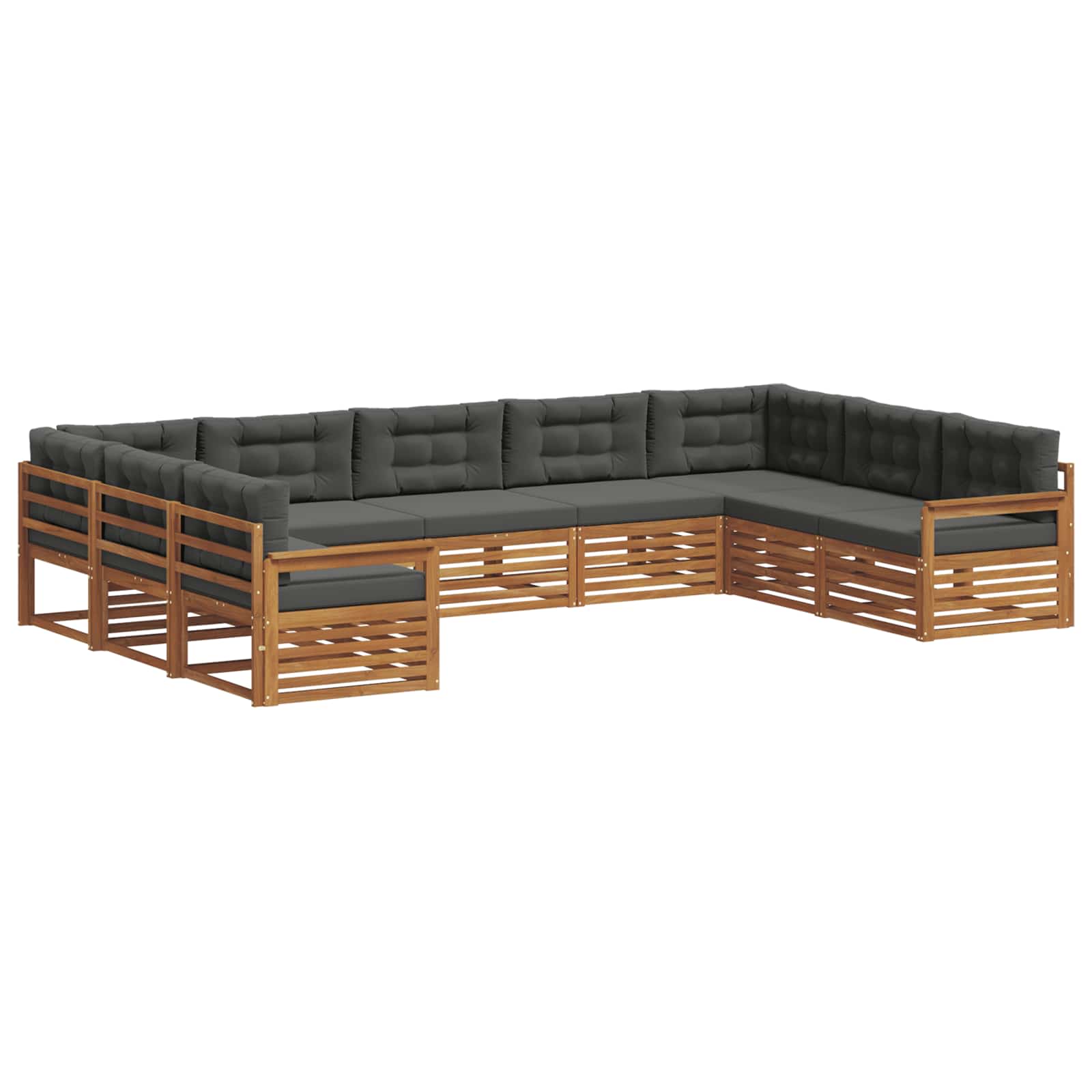 Sofa-Sets 9 pcs Natuurlijk en Antraciet Massief Acaciahout image 2