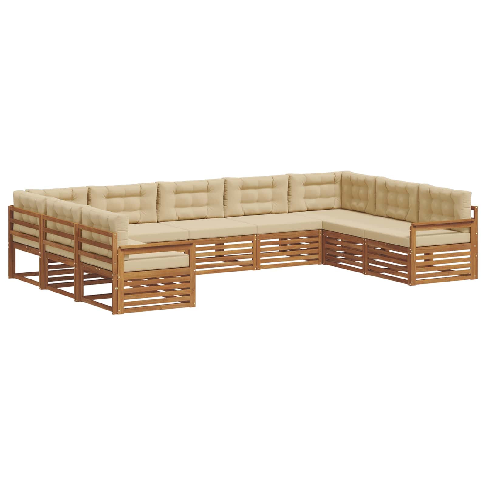 Sofa-Sets 9 pcs Natuurlijk en Beige Massief Acaciahout image 2