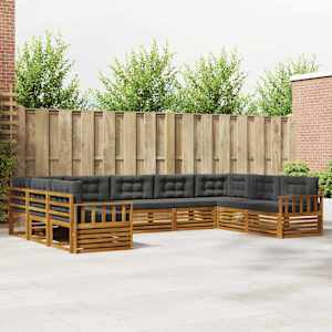 Zunanja garnitura za sedenje 9 pcs Naravna in antracitna