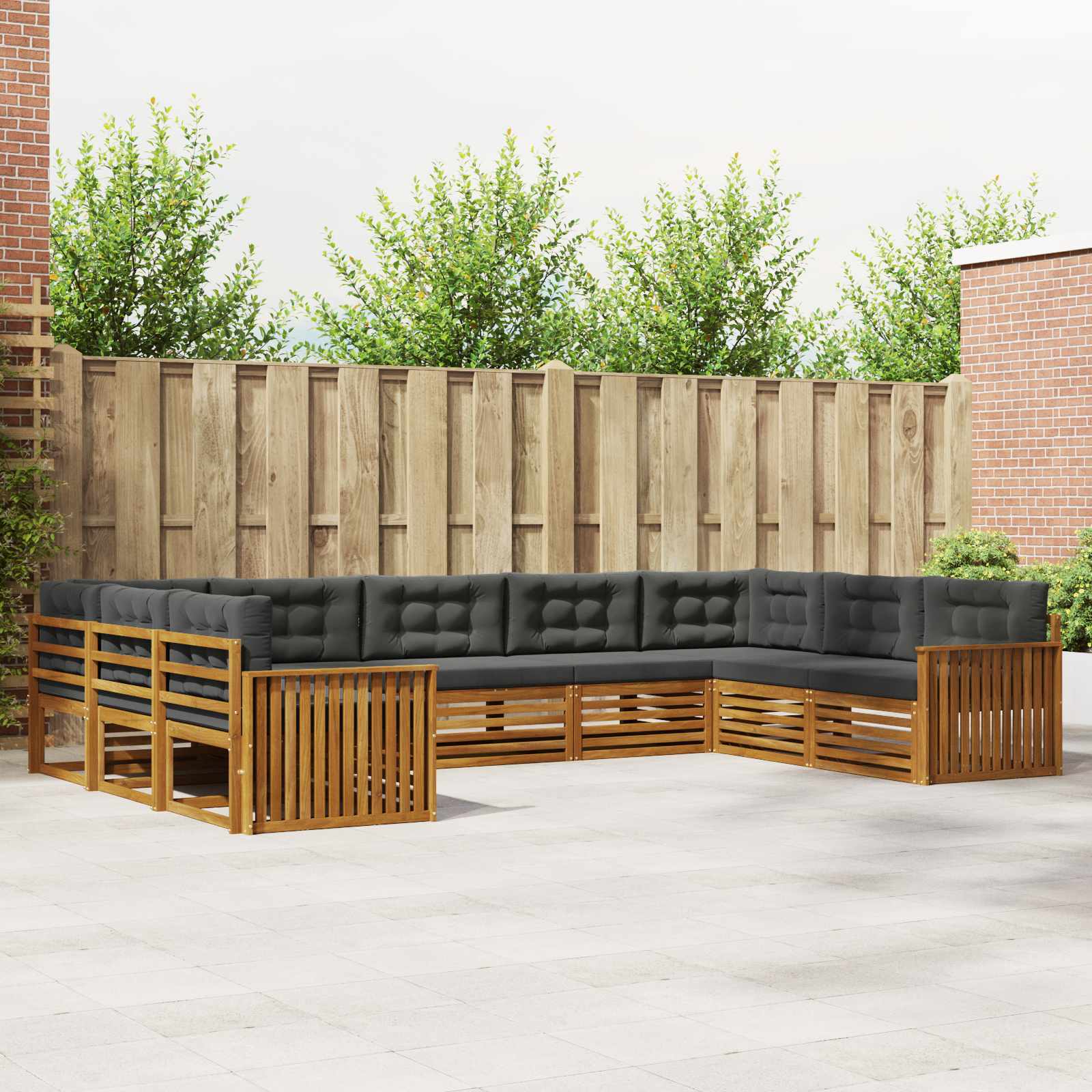 Sofa-Sets 9 pcs Natuurlijk en Antraciet Massief Acaciahout image 1