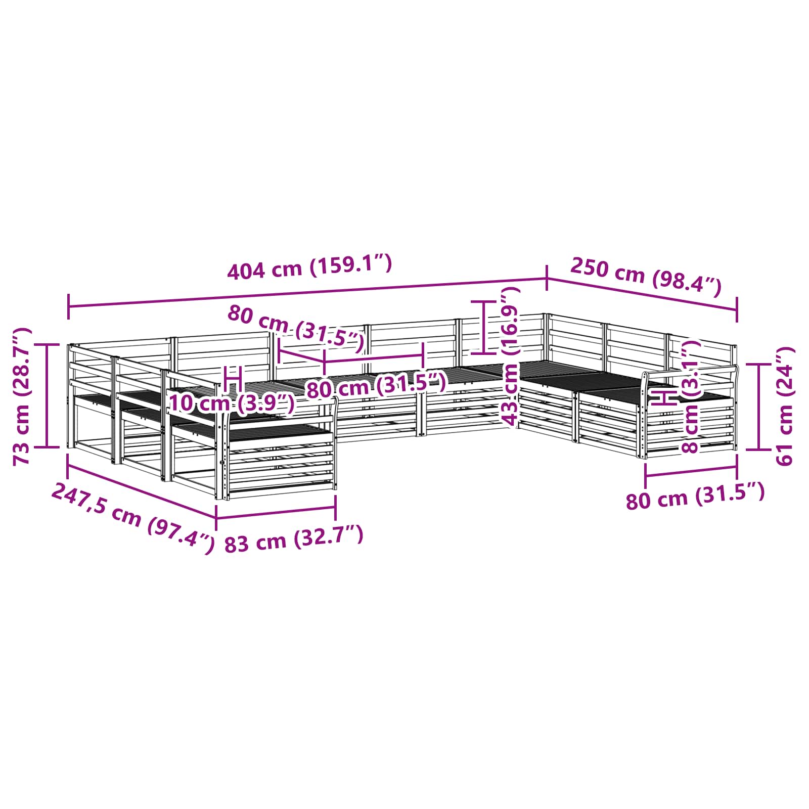 Sofa-Sets 9 pcs Naturel Massief Acaciahout image 7