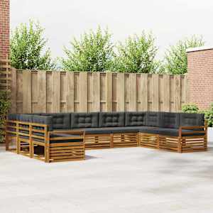 Zunanja garnitura za sedenje 9 pcs Naravna in antracitna