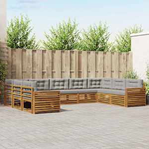 Zunanja garnitura za sedenje 9 pcs Naravna in svetlo siva