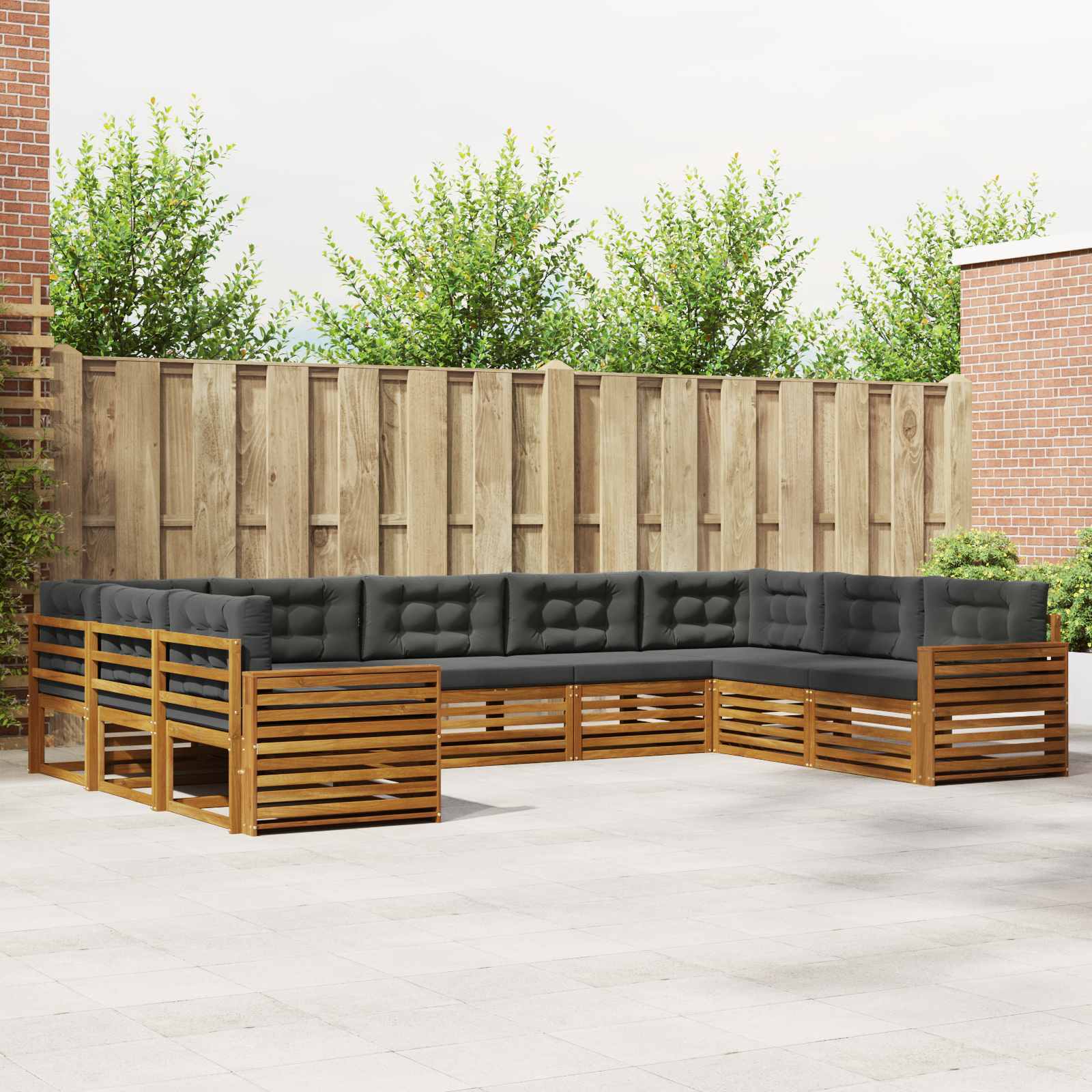 Sofa-Sets 9 pcs Natuurlijk en Antraciet Massief Acaciahout image 1