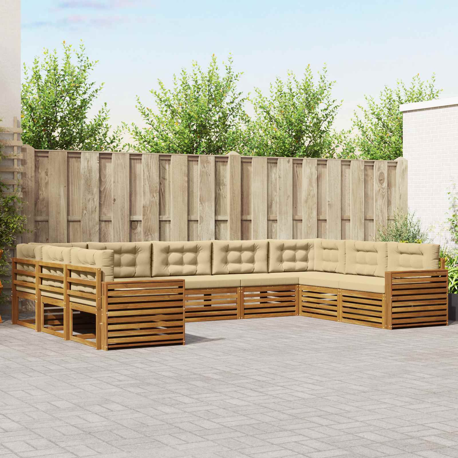 vidaXL Sofagarnituren 9 pcs Natur und Beige Massivholz Akazie