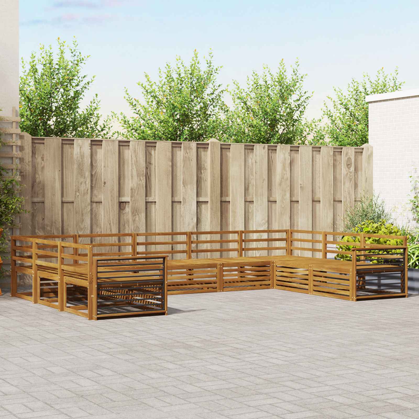 Sedežne garniture 9 pcs Naravna Masiven les akacije