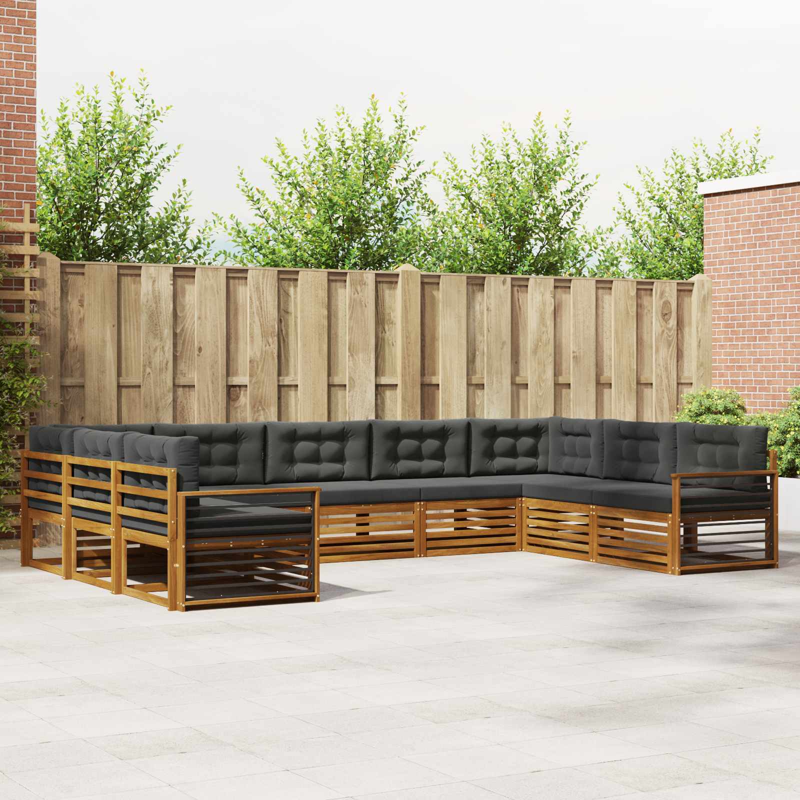 Sofa-Sets 9 pcs Natuurlijk en Antraciet Massief Acaciahout image 1