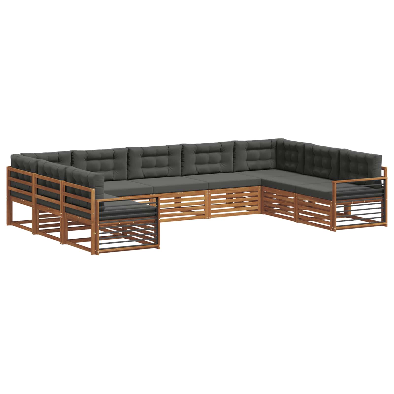Sofa-Sets 9 pcs Natuurlijk en Antraciet Massief Acaciahout image 2