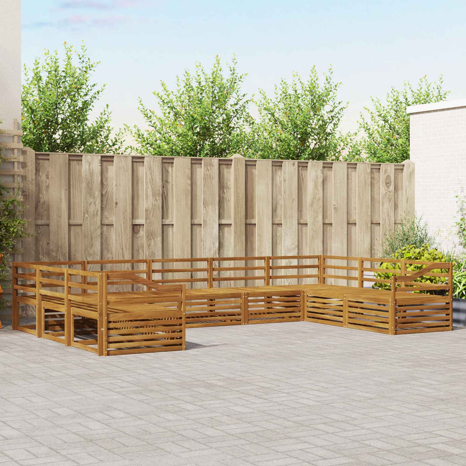 Sofa-Sets 9 pcs Naturel Massief Acaciahout image 1