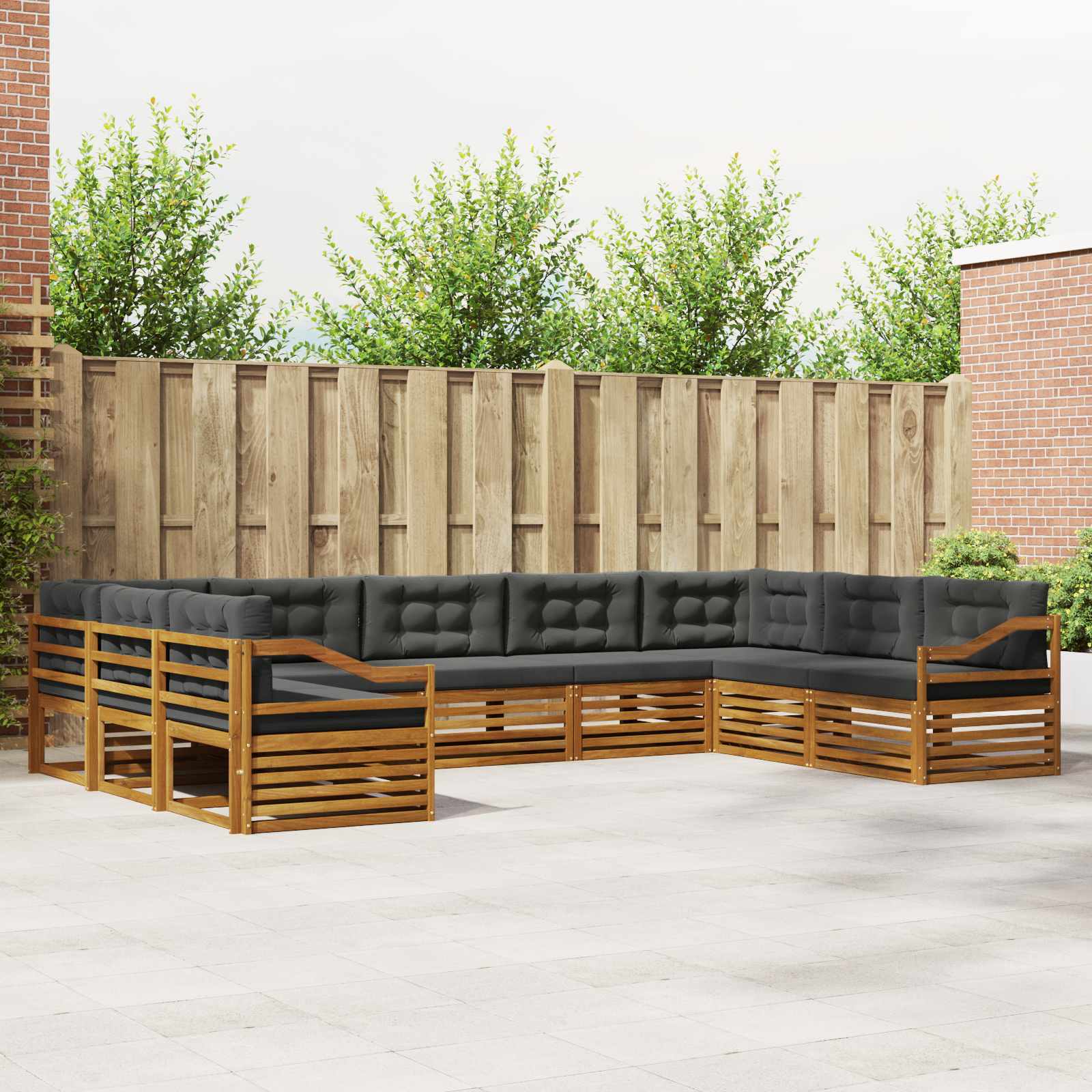 vidaXL Sofagarnituren 9 pcs Natur und Anthrazit Massivholz Akazie