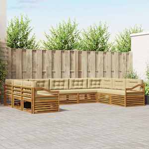 Zunanja garnitura za sedenje z blazino 9 pcs Naravna in bež