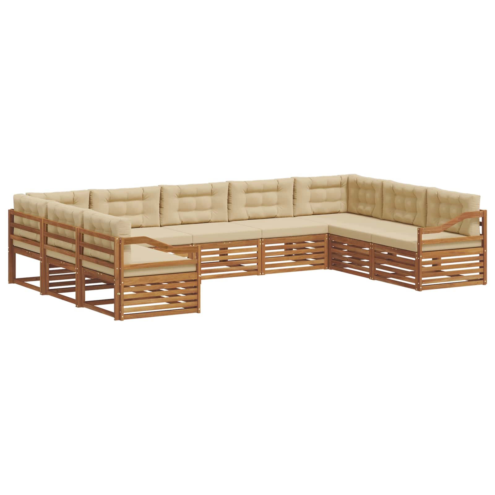 vidaXL Buiten bankenset 9 st 9-zits Natuurlijk en Beige, foto 3