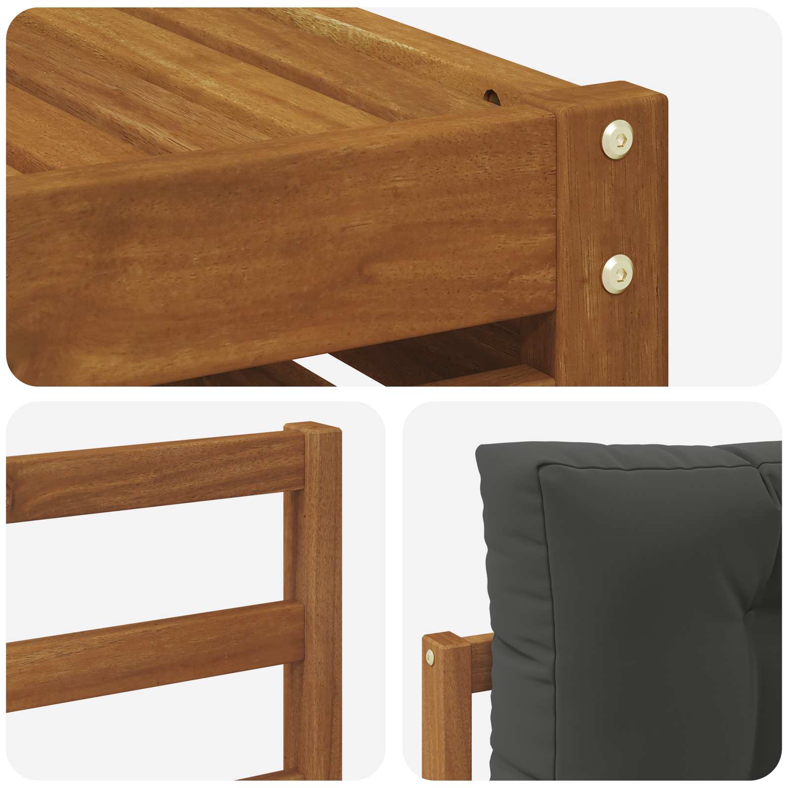 Sofa-Sets 10 pcs Natuurlijk en Antraciet Massief Acaciahout image 7