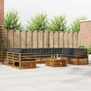 Zunanja garnitura za sedenje 10 pcs Naravna in antracitna