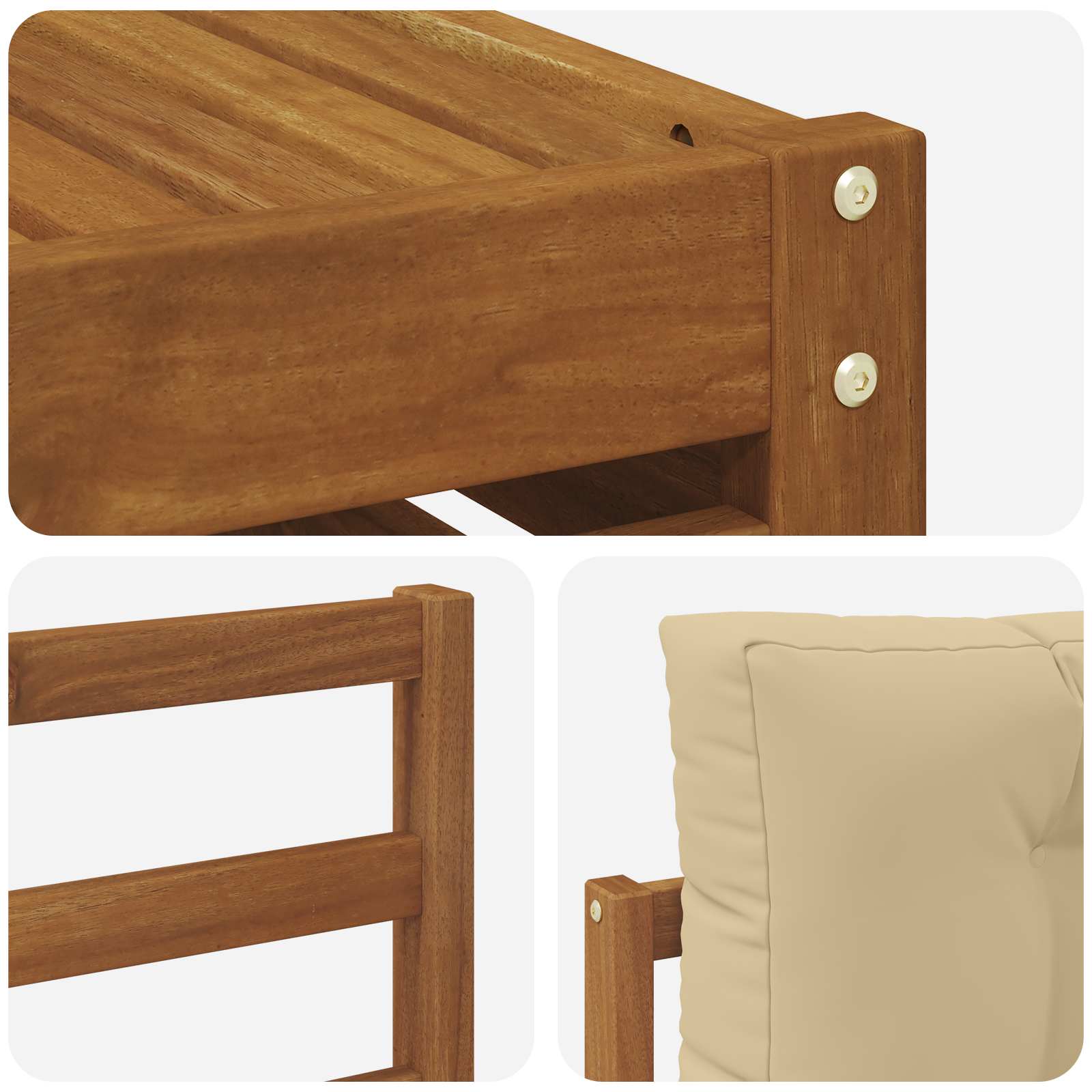 Sofa-Sets 10 pcs Natuurlijk en Beige Massief Acaciahout image 7