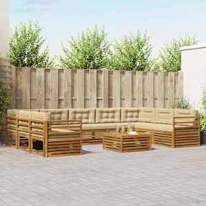 Zunanja garnitura za sedenje z blazino 10 pcs Naravna in bež