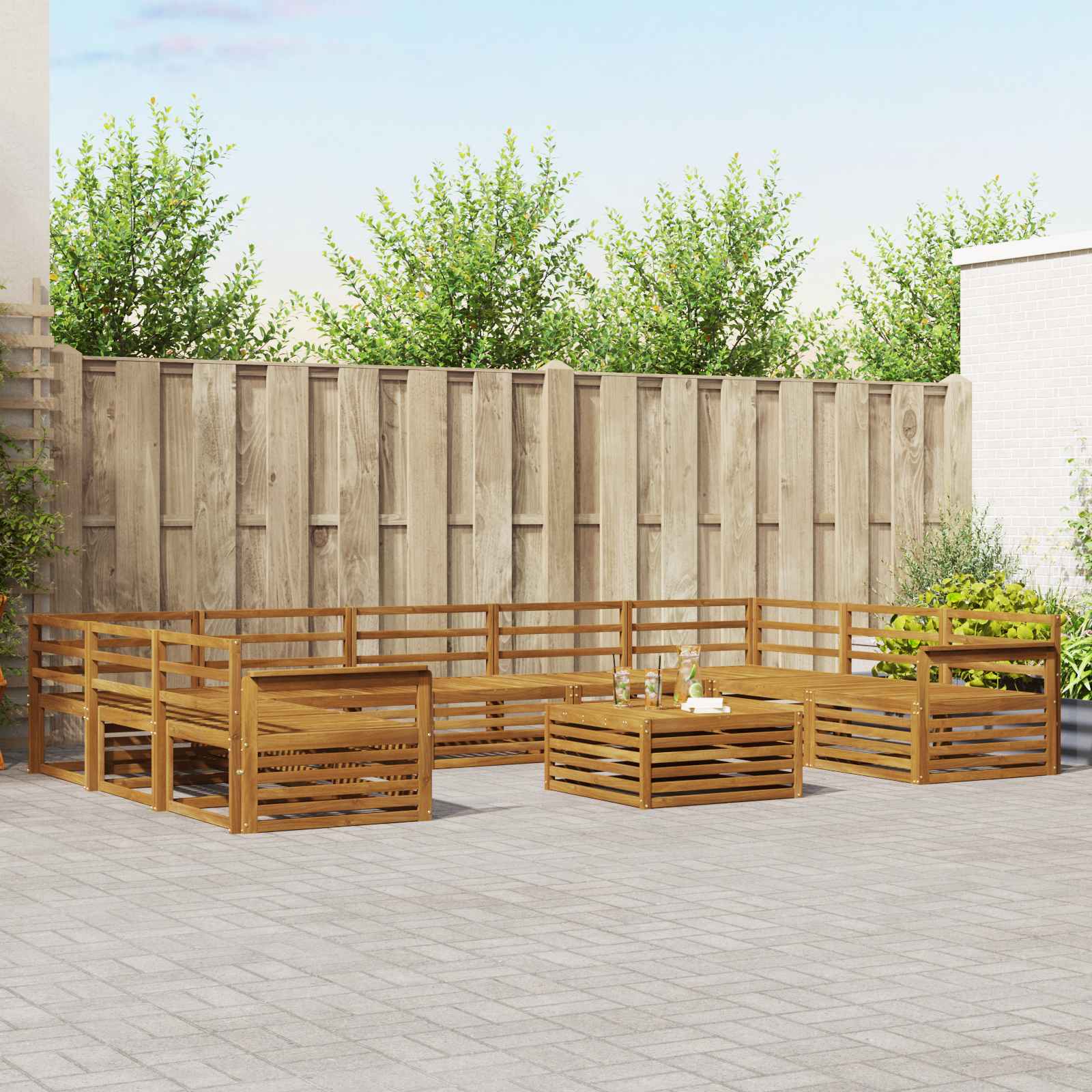 Sofa-Sets 10 pcs Naturel Massief Acaciahout image 1