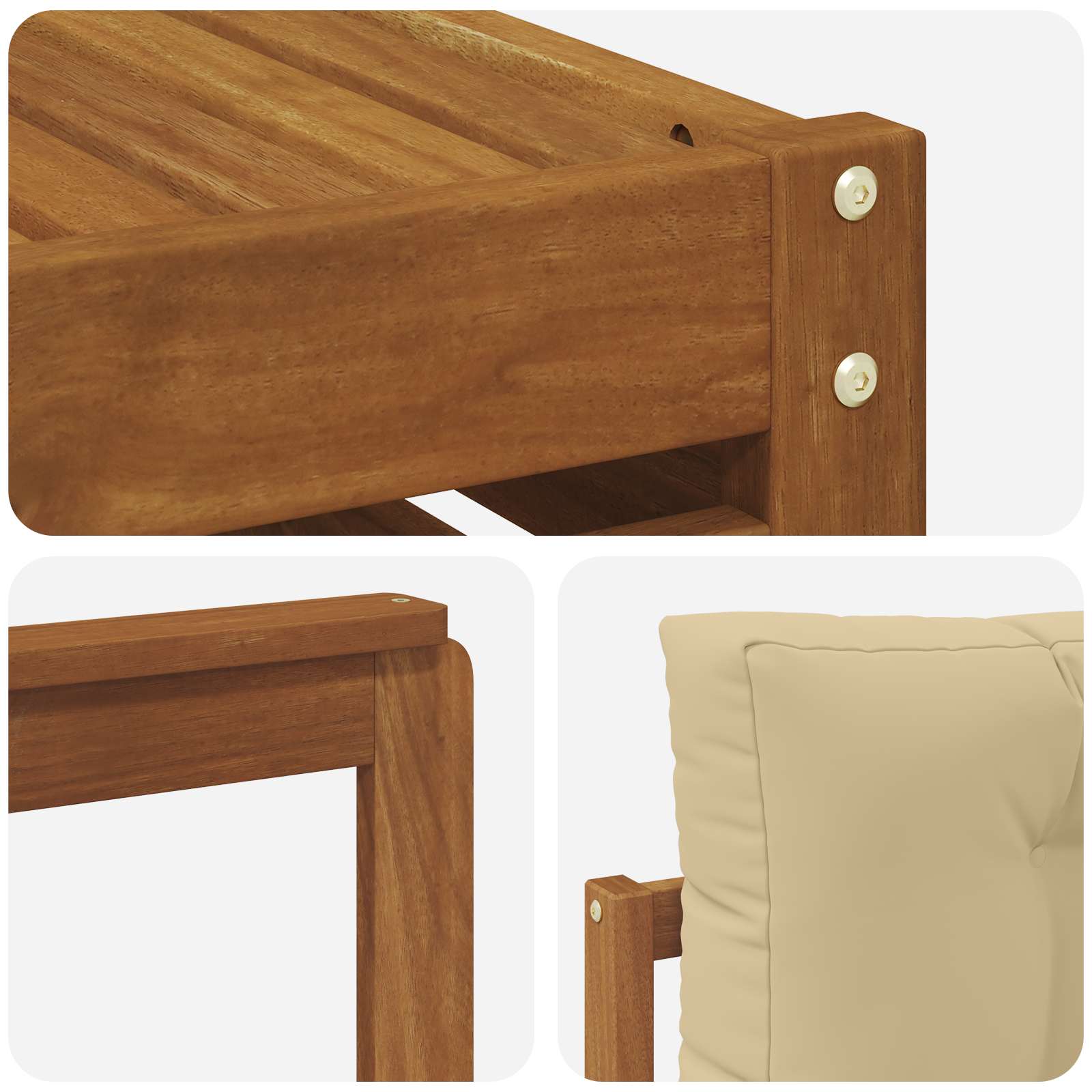 Sofa-Sets 10 pcs Natuurlijk en Beige Massief Acaciahout image 7