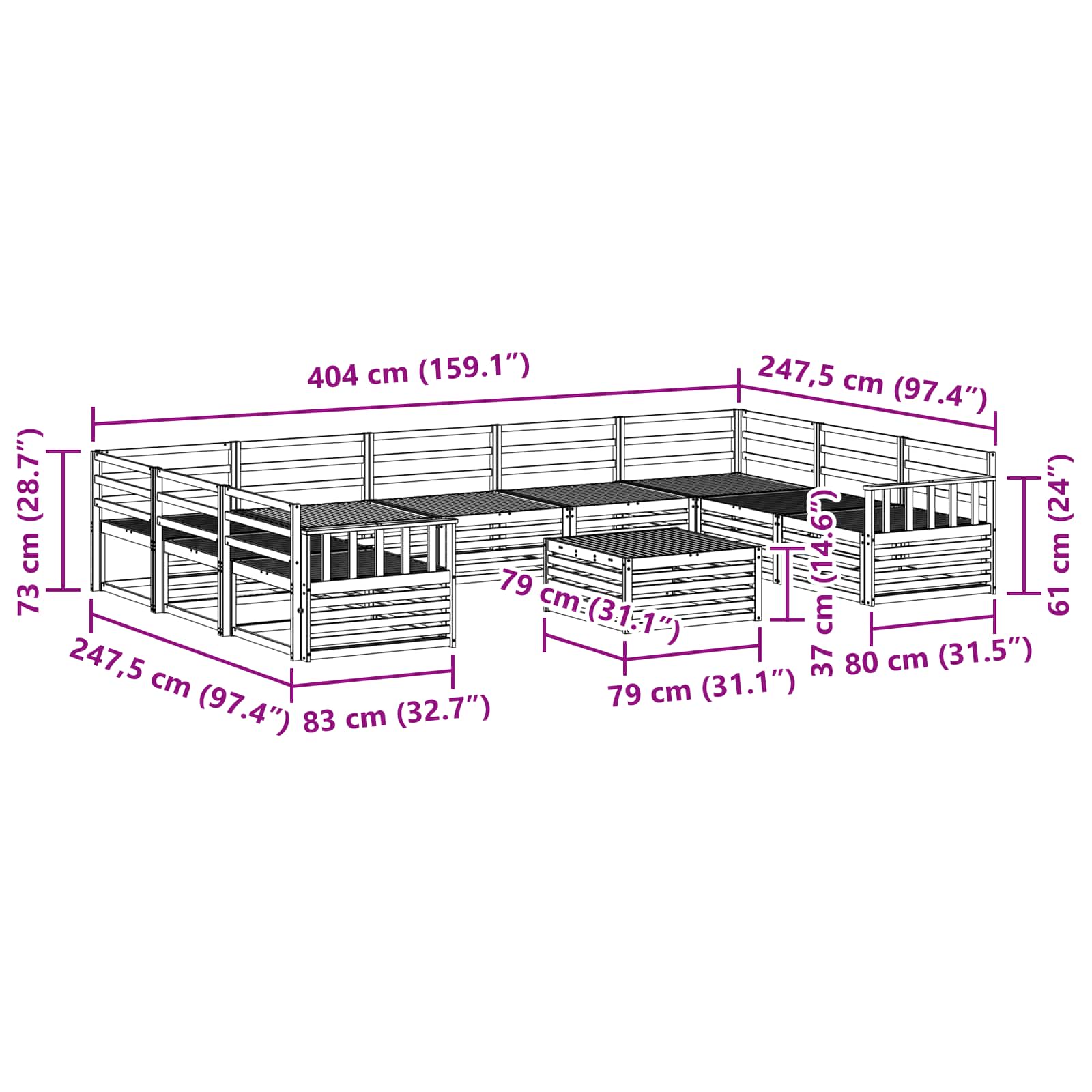 Sofa-Sets 10 pcs Naturel Massief Acaciahout image 9