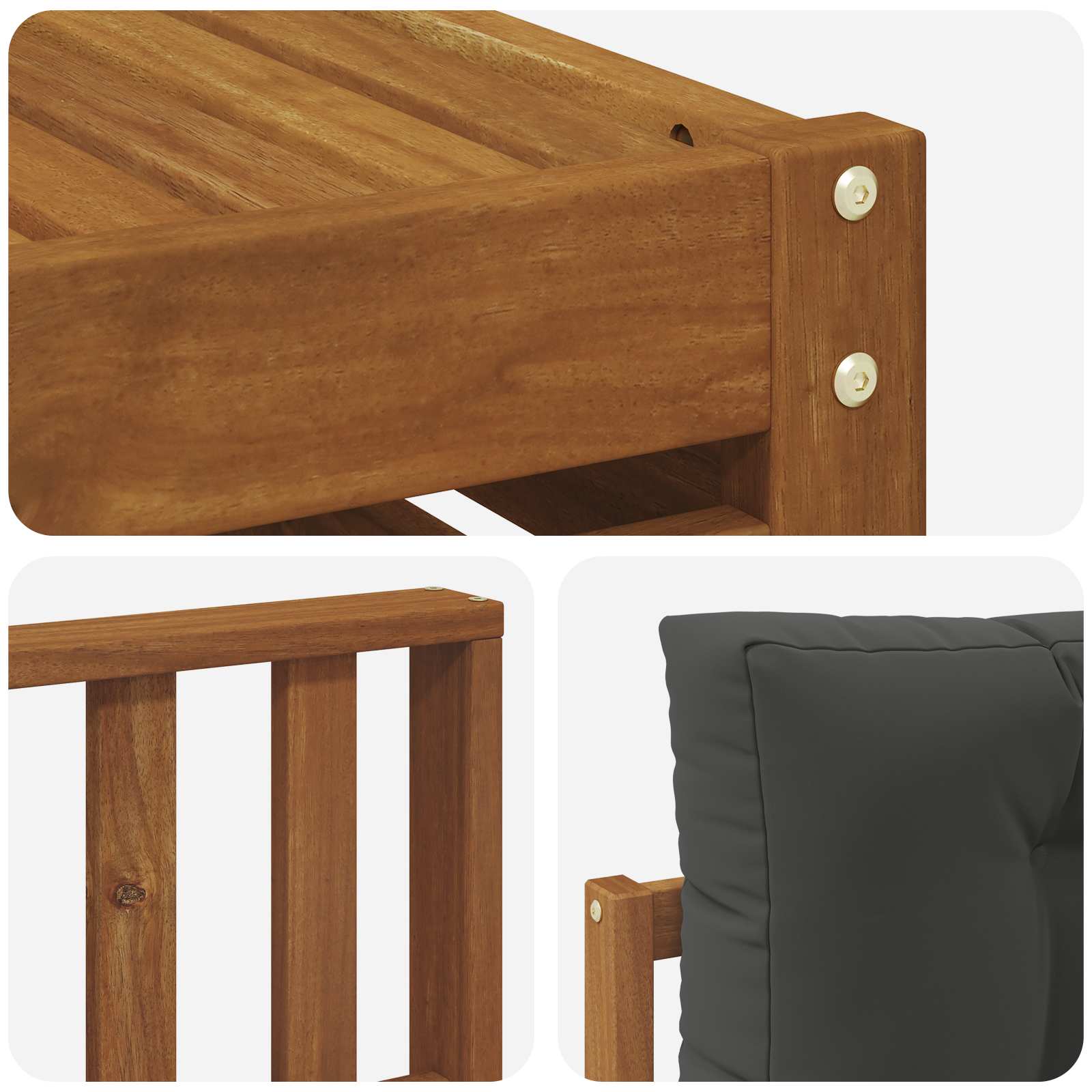 Sofa-Sets 10 pcs Natuurlijk en Antraciet Massief Acaciahout image 7