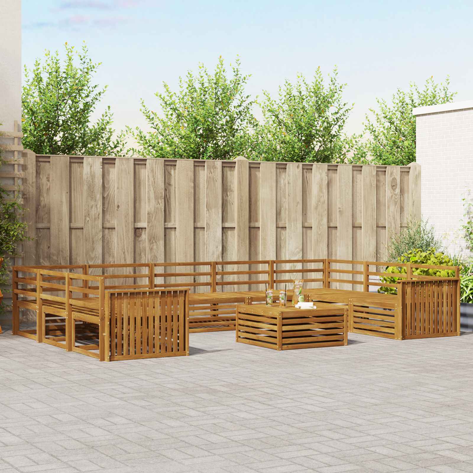 Sofa-Sets 10 pcs Naturel Massief Acaciahout image 1