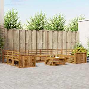 Zunanja garnitura za sedenje 10 pcs Naravna Masiven les akacije