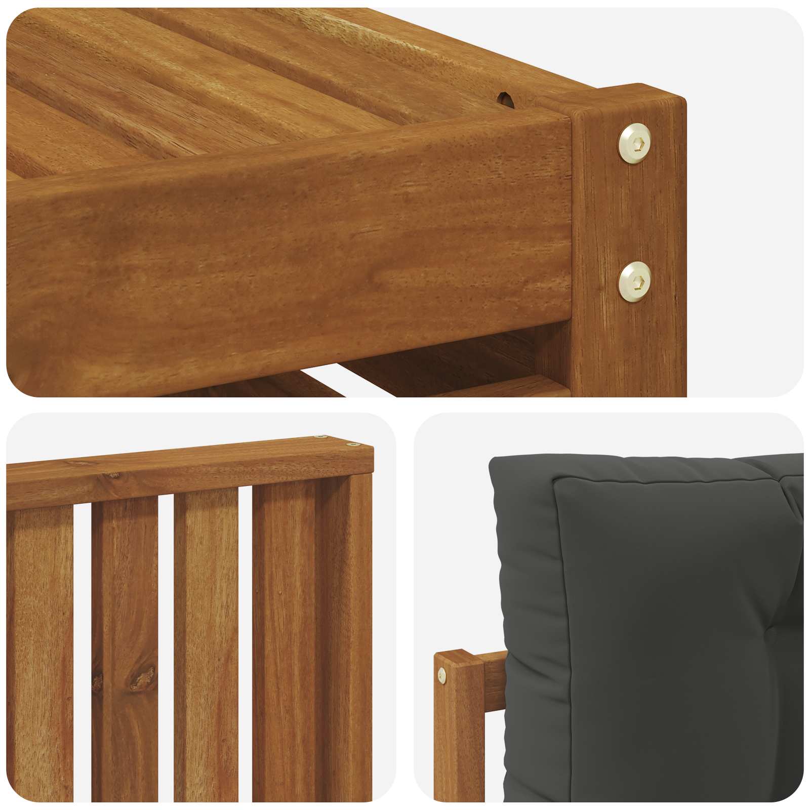 Sofa-Sets 10 pcs Natuurlijk en Antraciet Massief Acaciahout image 7