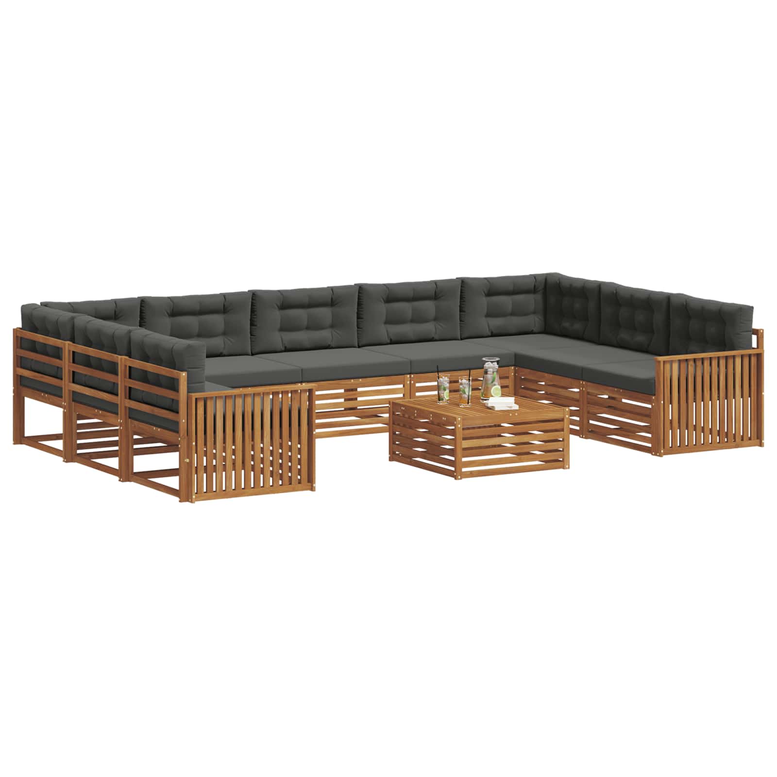 Sofa-Sets 10 pcs Natuurlijk en Antraciet Massief Acaciahout image 3