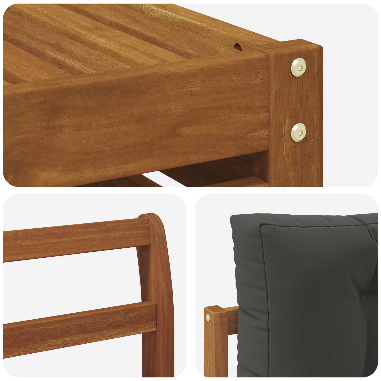 Sofa-Sets 10 pcs Natuurlijk en Antraciet Massief Acaciahout image 7