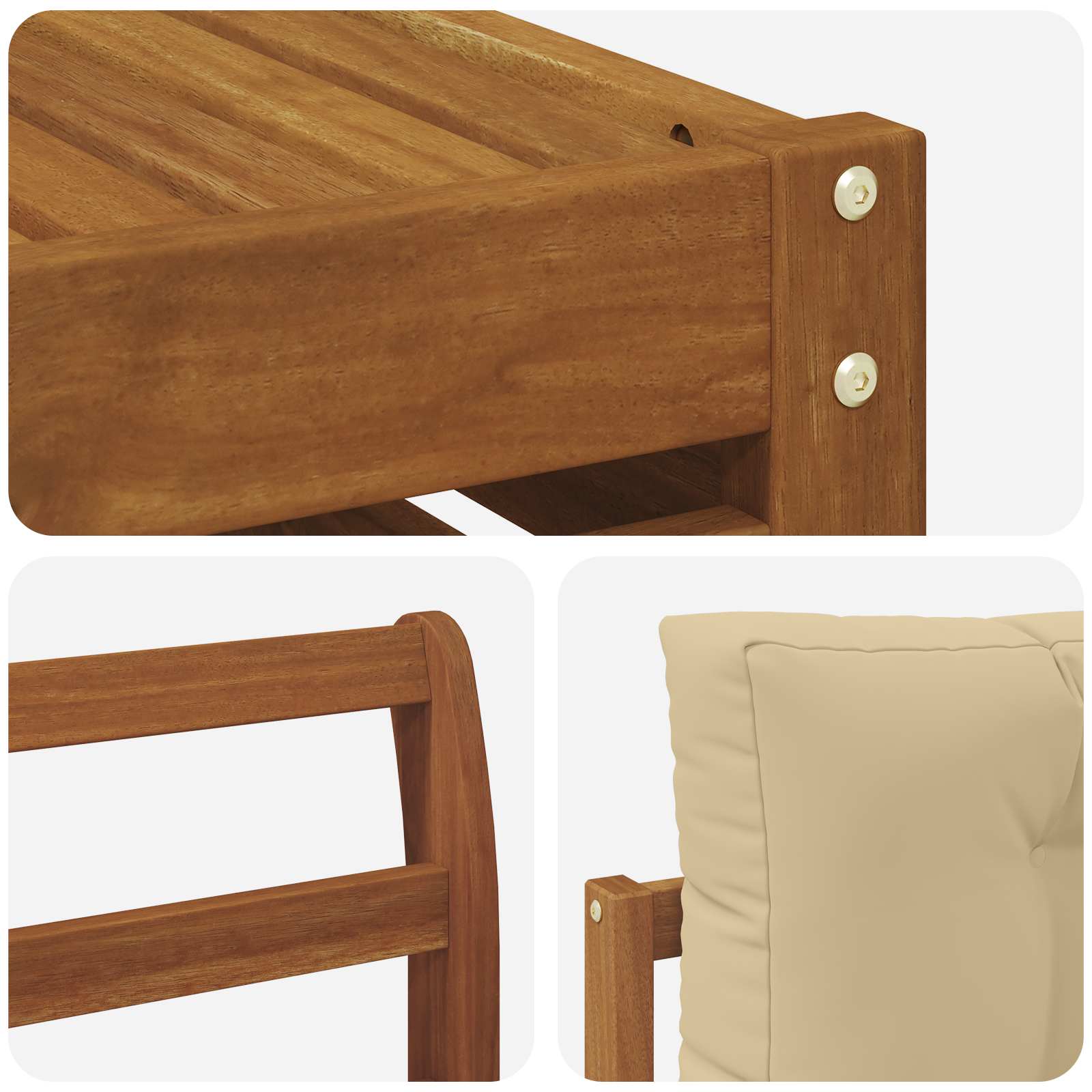 Sofa-Sets 10 pcs Natuurlijk en Beige Massief Acaciahout image 7