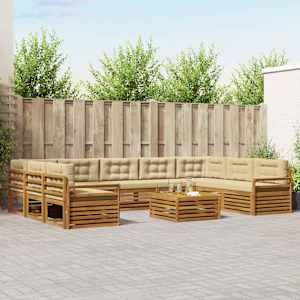 Zunanja garnitura za sedenje z blazino 10 pcs Naravna in bež