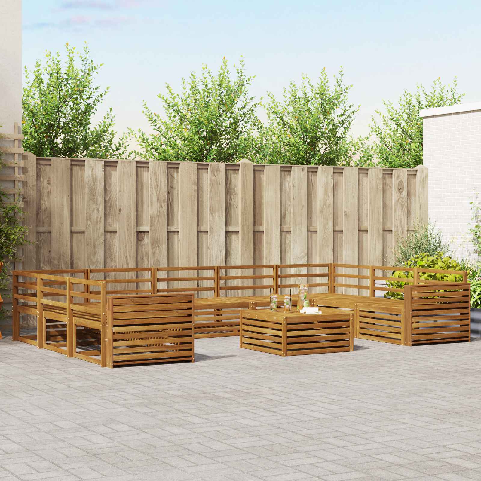 Sofa-Sets 10 pcs Naturel Massief Acaciahout image 1