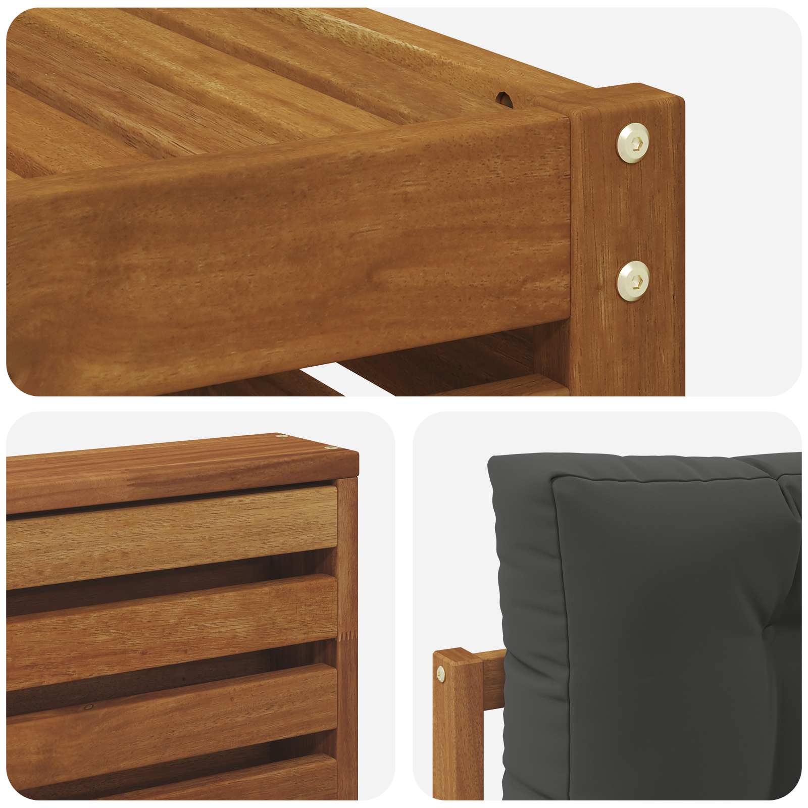 Sofa-Sets 10 pcs Natuurlijk en Antraciet Massief Acaciahout image 7