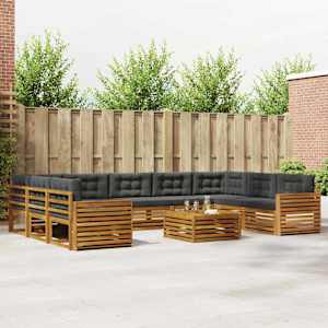 Zunanja garnitura za sedenje 10 pcs Naravna in antracitna