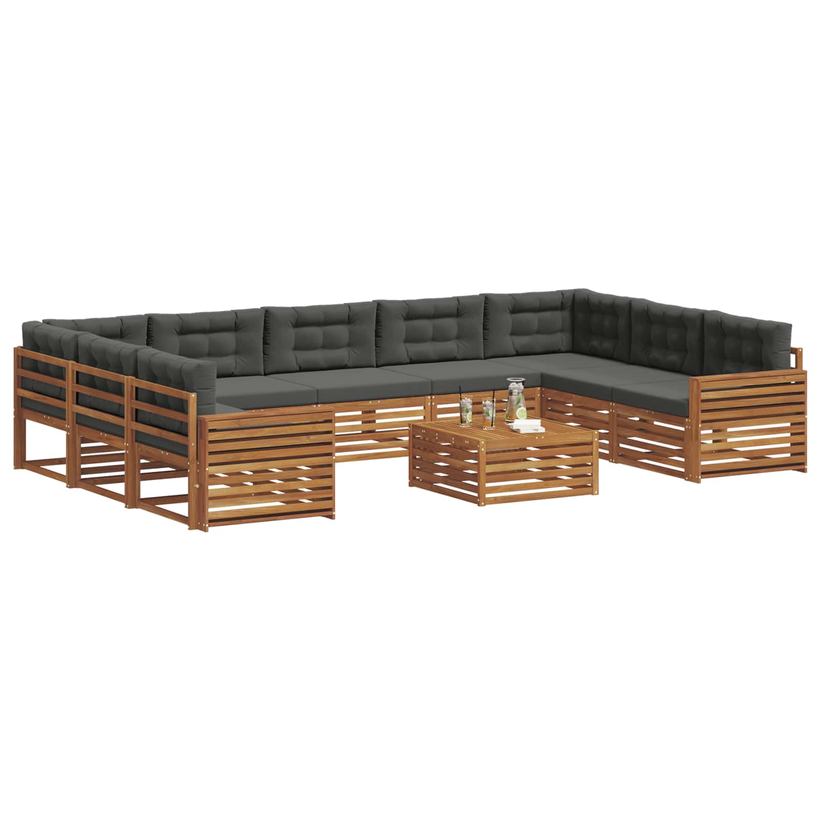 Sofa-Sets 10 pcs Natuurlijk en Antraciet Massief Acaciahout image 3