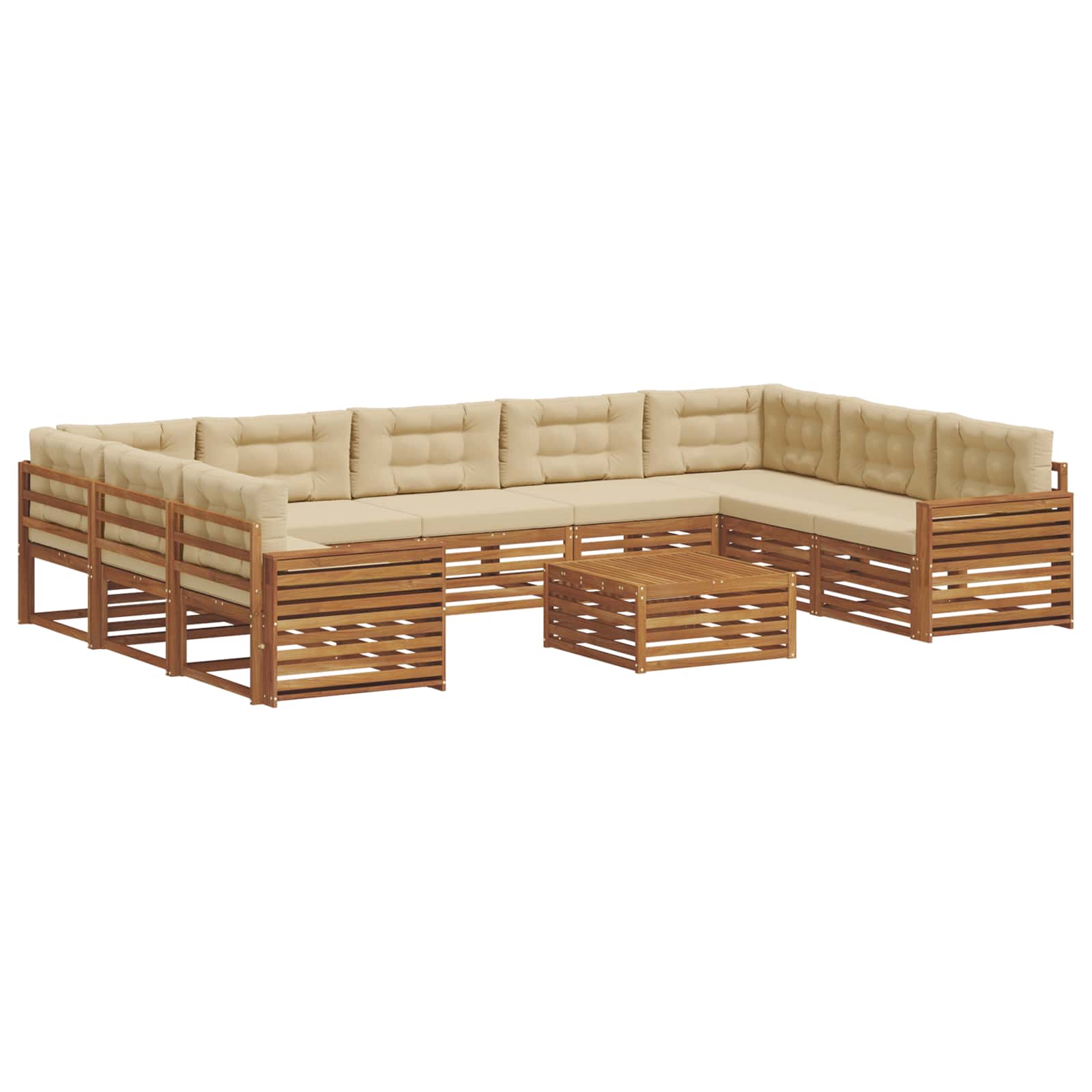 Sofa-Sets 10 pcs Natuurlijk en Beige Massief Acaciahout image 2