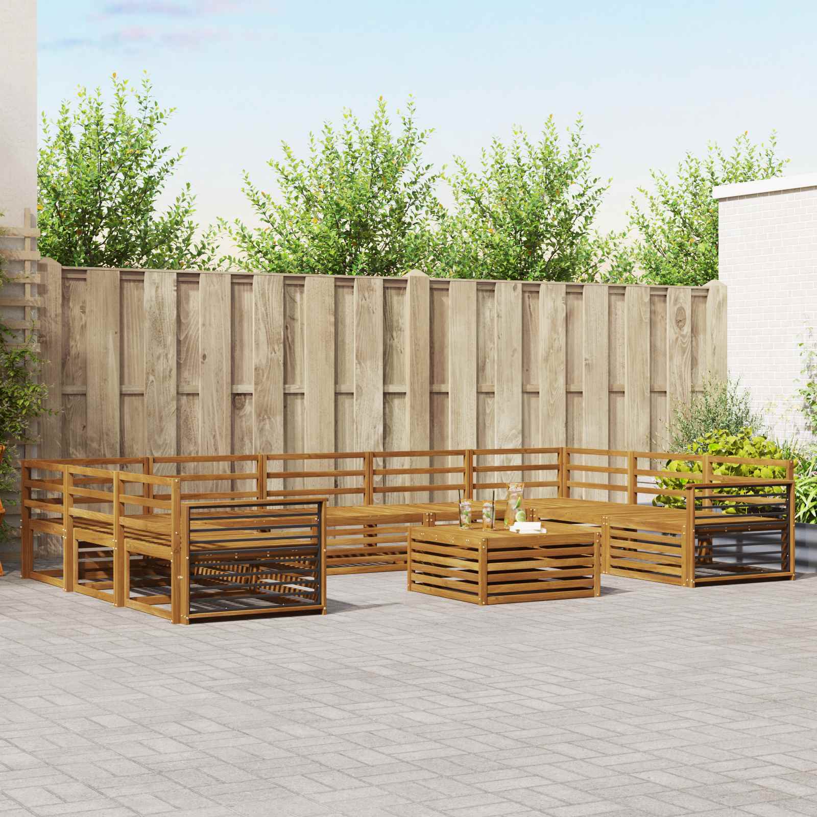 Sedežne garniture 10 pcs Naravna Masiven les akacije